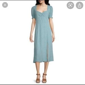 NWT womens midi polka dot dress! Zips in back! L